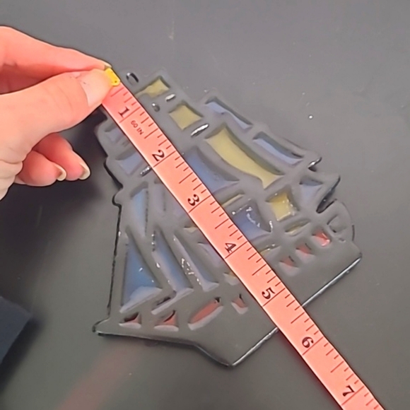 Vintage 80s Pirate Ship Boat Sailboat Stained Glass & Cast Iron Trivet Taiwan - Picture 9 of 10